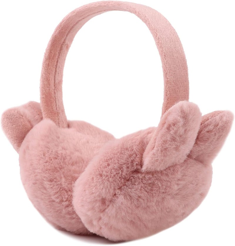 Peecabe Winter Kids Earmuffs Warm Girl Ear Muffs For Toddler Kid Children Earmuff with Cat Ears Girls Ear Warmer (Skin Pink Bunny) - Image 1